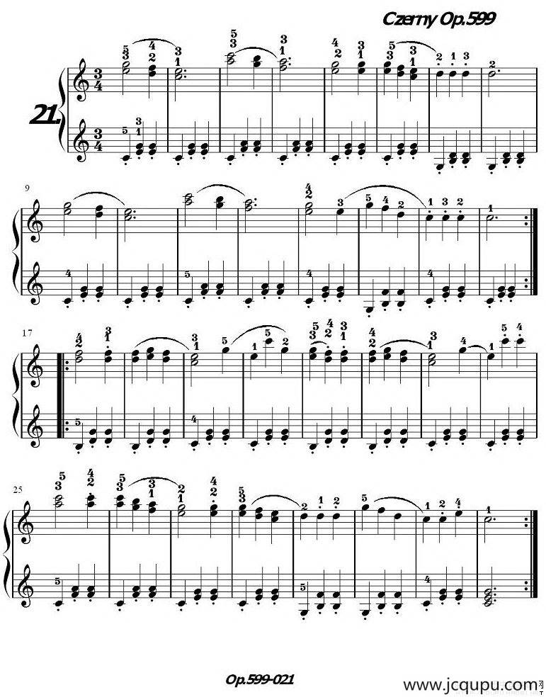 《车尔尼练习曲》OP.599之021-030简谱