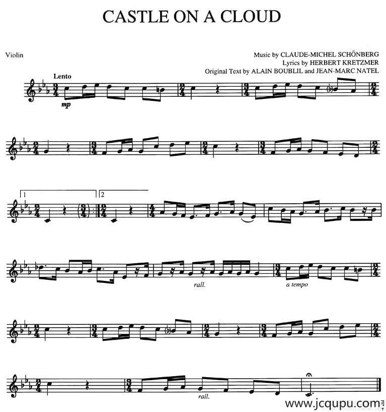 CASTLE ON A CLOUD简谱