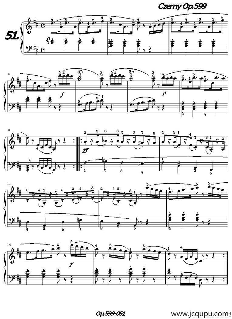 《车尔尼练习曲》OP.599之051-060简谱