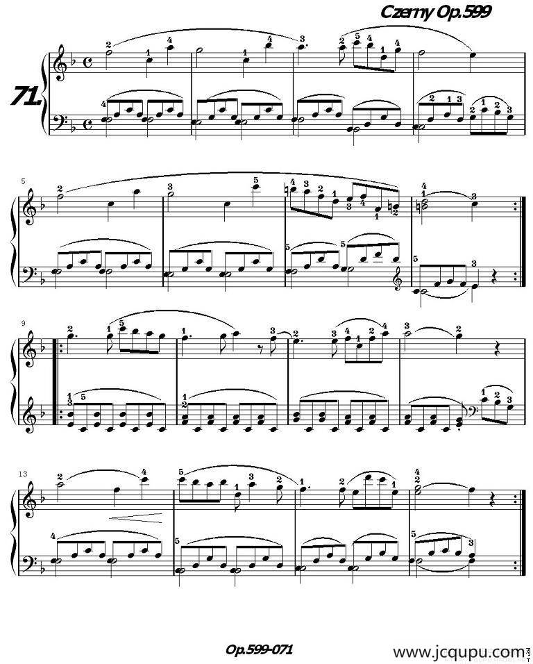 《车尔尼练习曲》OP.599之071-080简谱