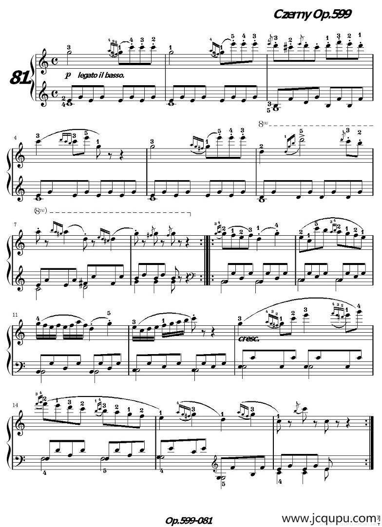 《车尔尼练习曲》OP.599之081-090简谱