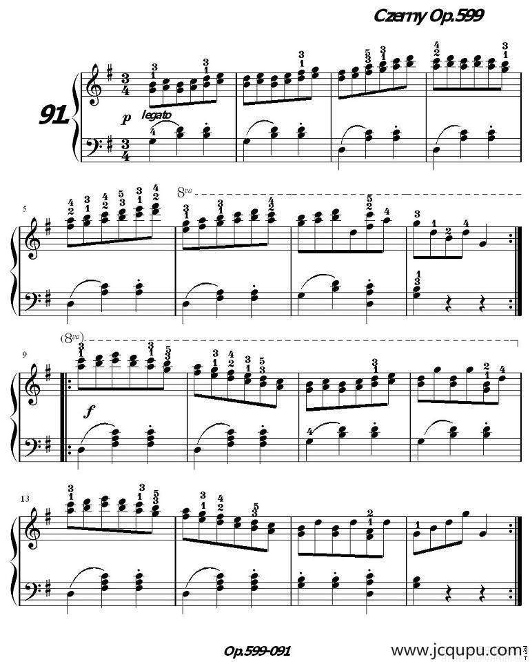 《车尔尼练习曲》OP.599之091-100简谱
