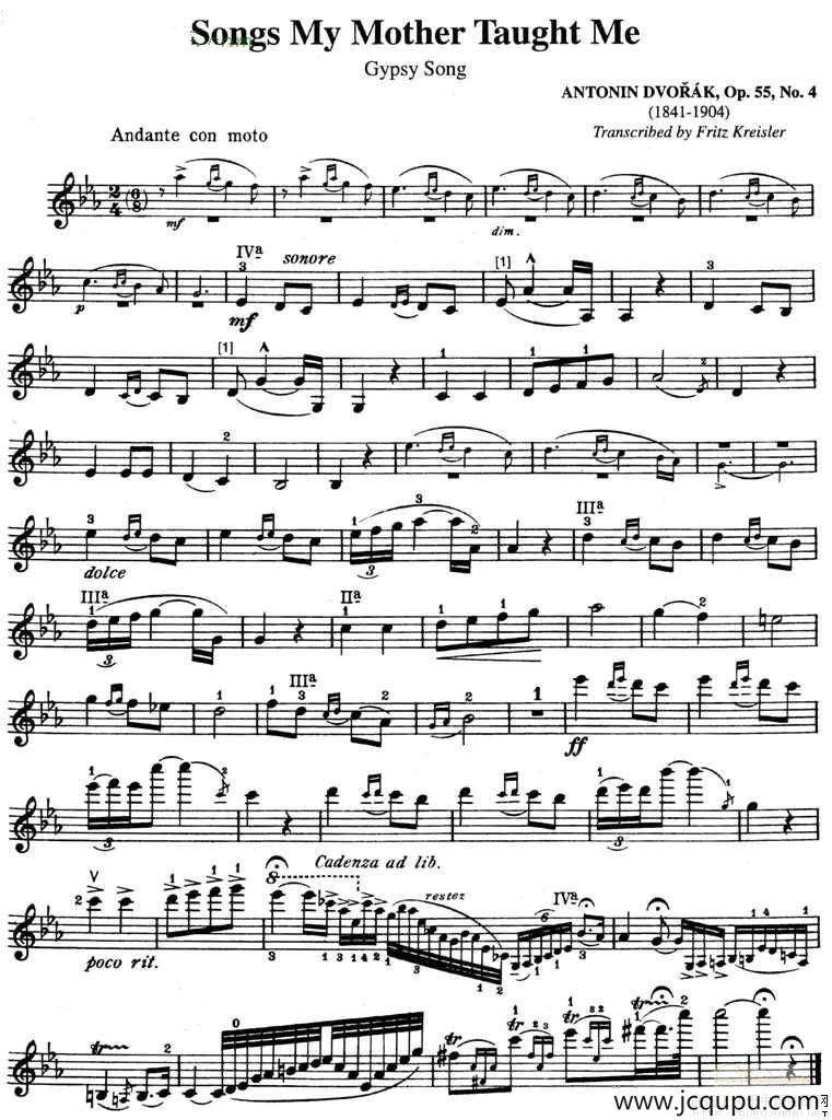 SONGS MY MOTHER TAUGHT ME简谱