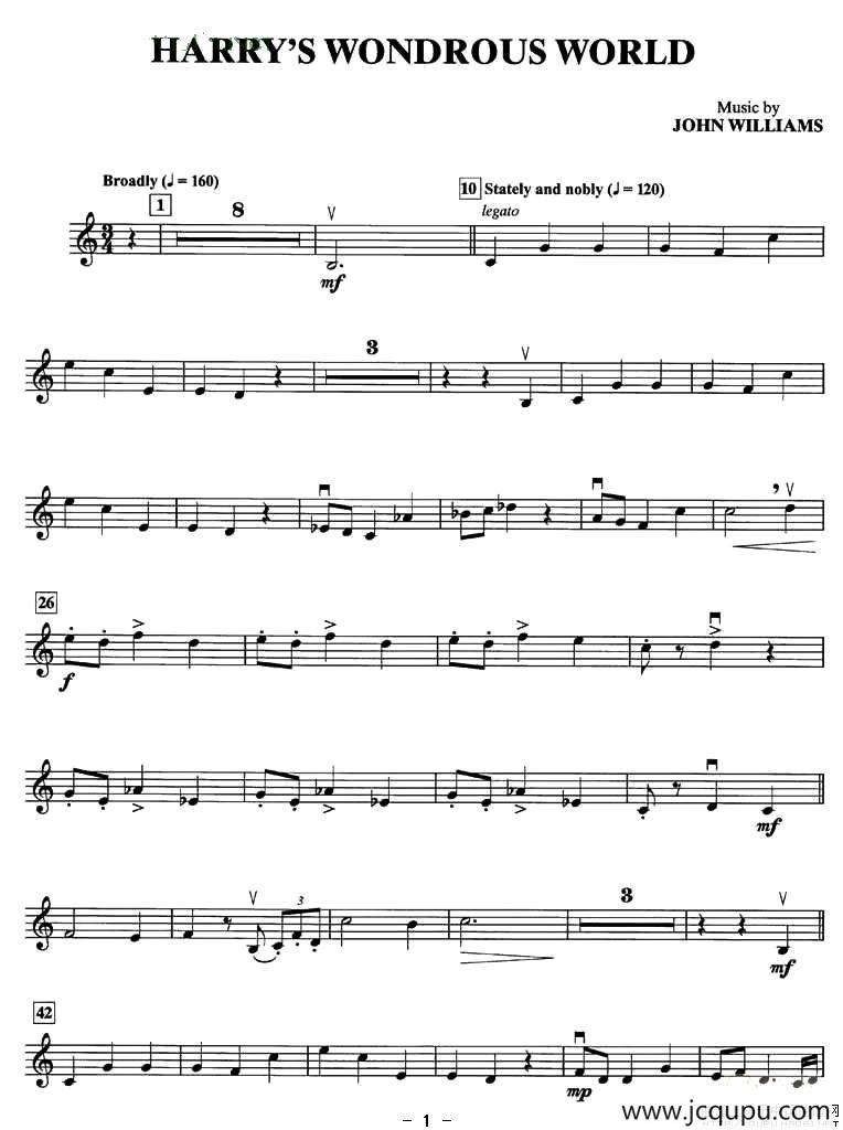 HARRY'S WONDROUS WORLD简谱
