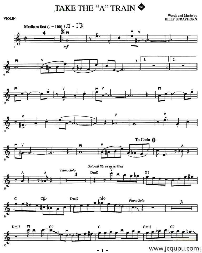 TAKE THE“A”TRAIN简谱