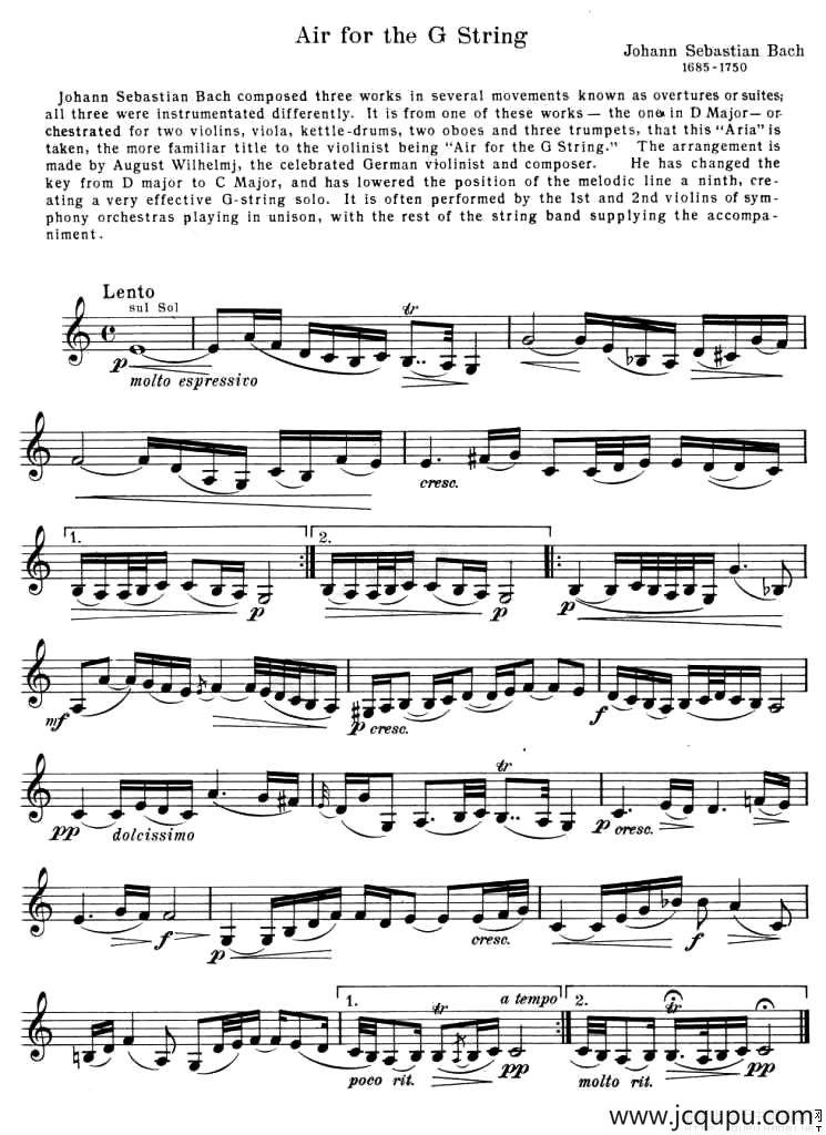 AIR FOR THE G STRING简谱