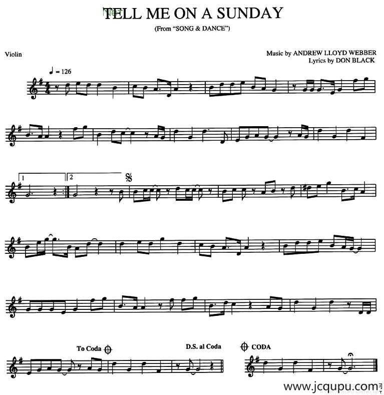 TELL ME ON A SUNDAY简谱