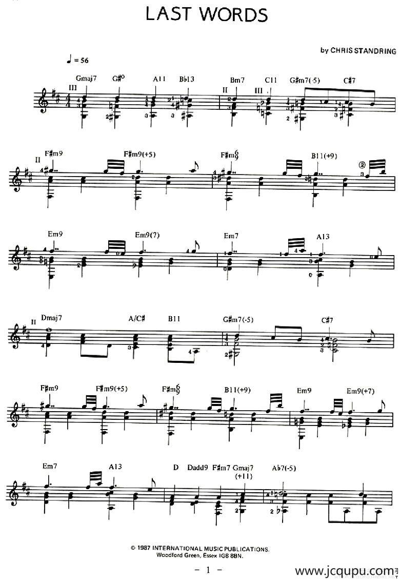LAST WORDS简谱