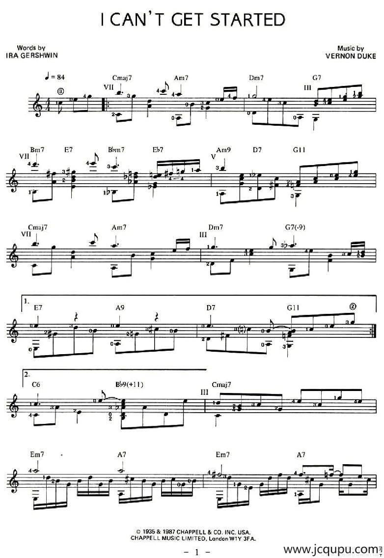 I CAN'T GET STARTED简谱