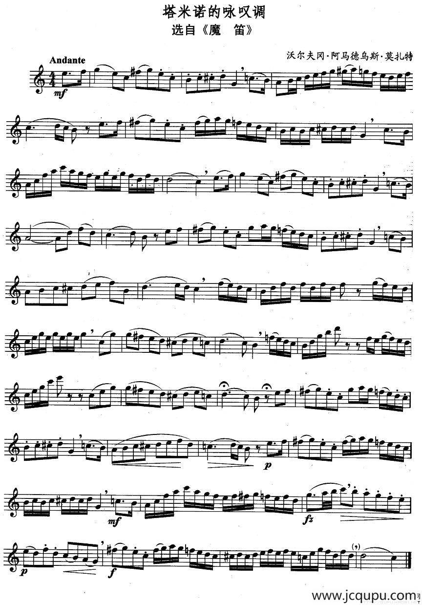 塔米诺的咏叹调简谱