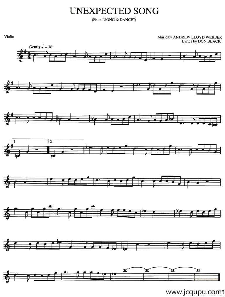 UNEXPECTED SONG（不期而至的歌）简谱