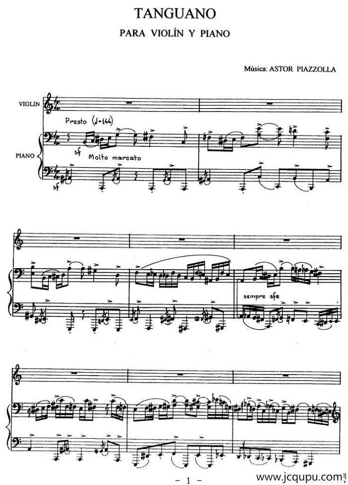 TANGUANO（钢琴伴奏小提琴谱）简谱