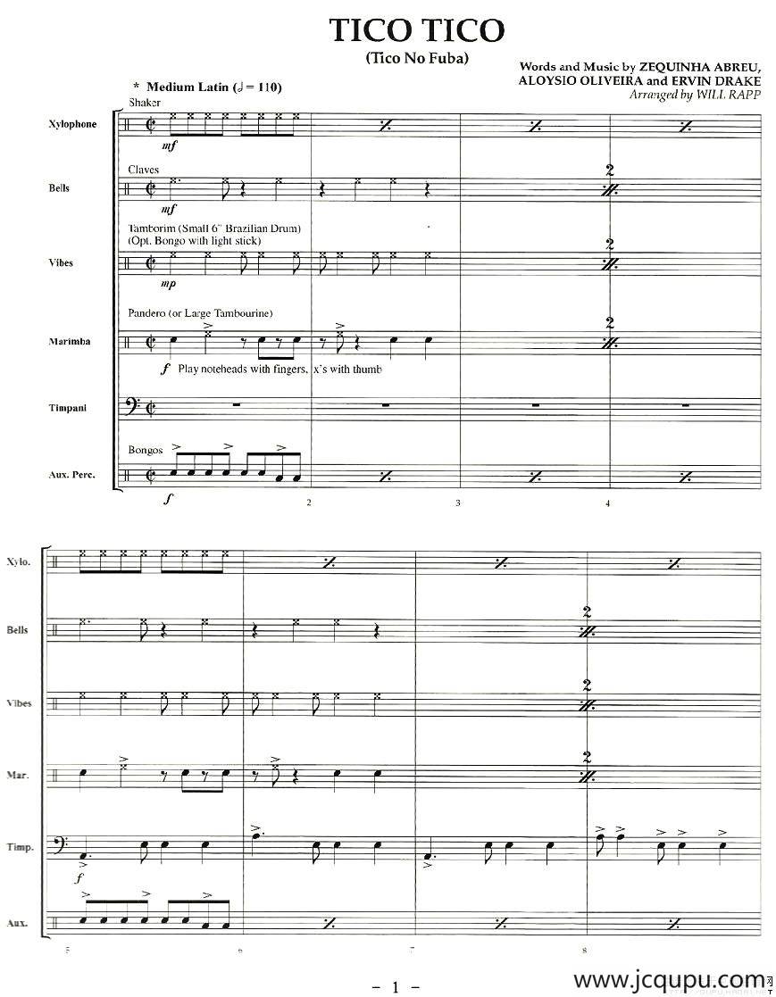 TICO TICO（总谱）简谱