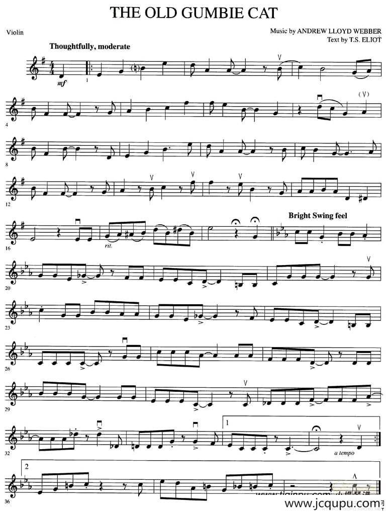 THE OLD GUMBIE CAT（老刚比猫）简谱