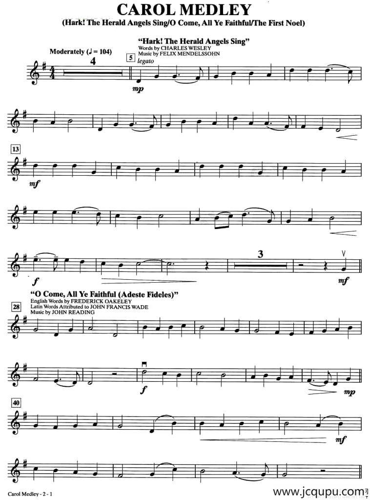 CAROL MEDLEY（小提琴谱）简谱