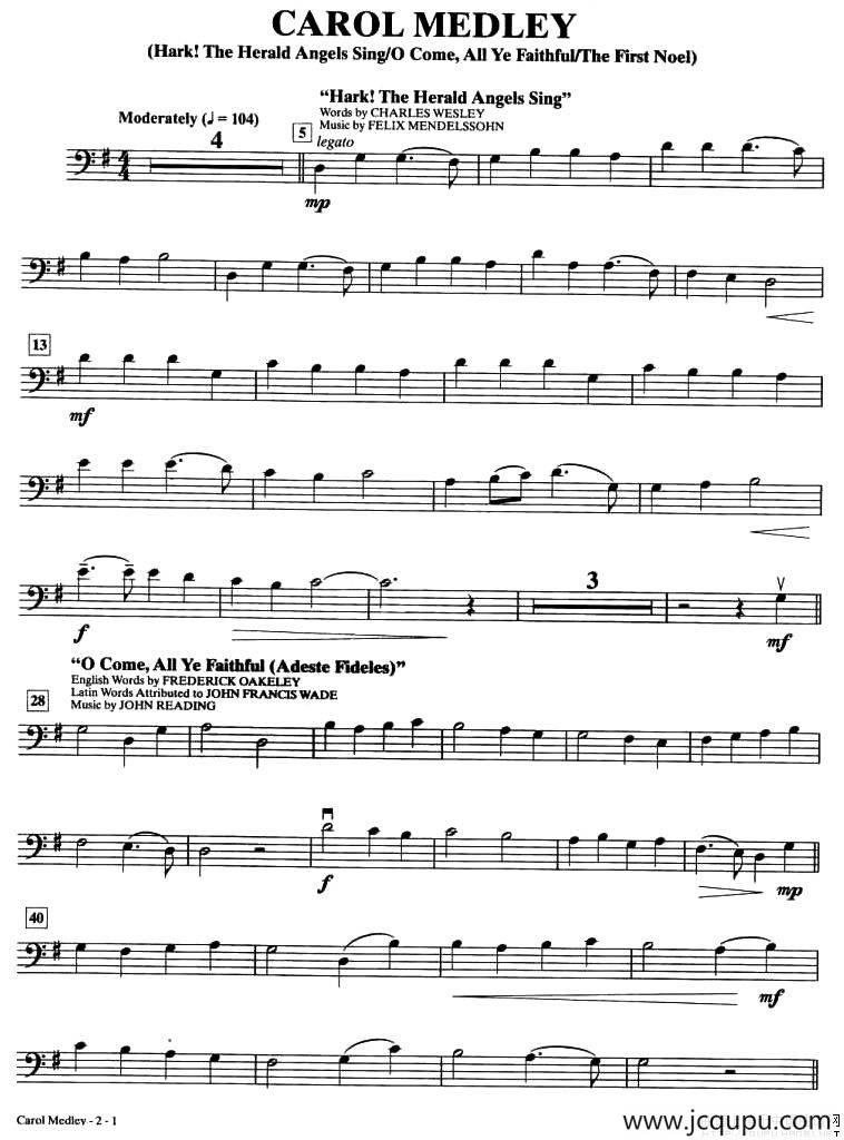 CAROL MEDLEY（大提琴谱）简谱