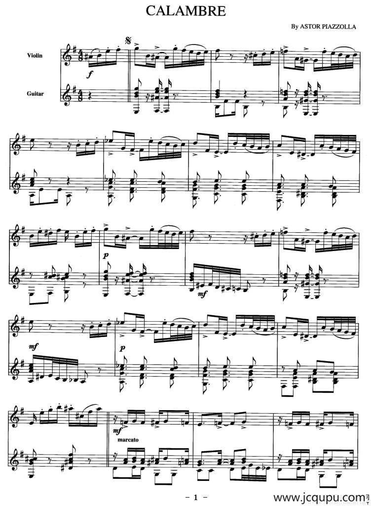 CALAMBRE（小提琴+吉他）简谱