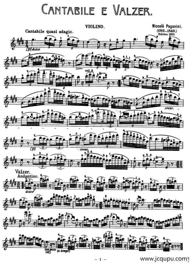 CANTABILE E VALZER简谱