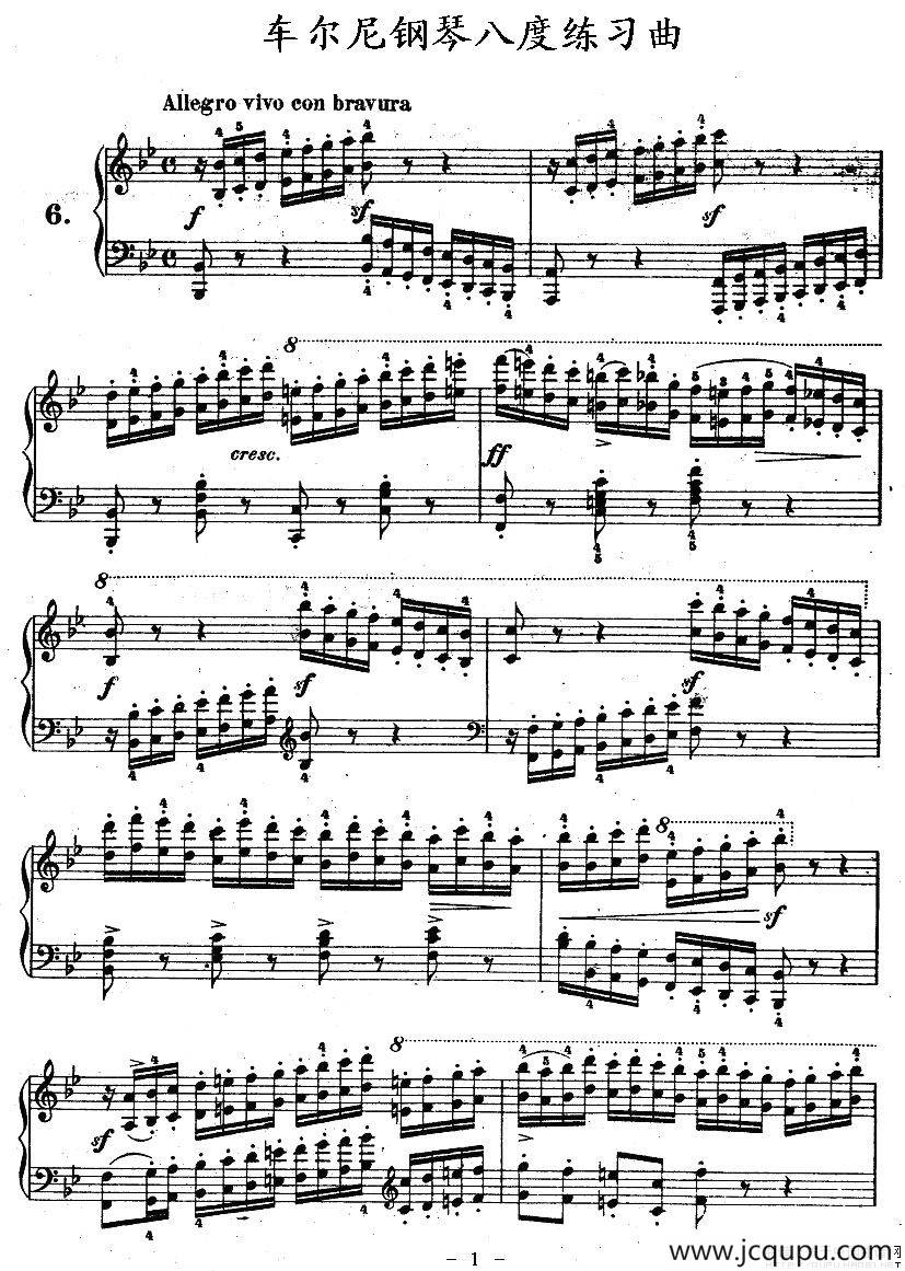 《车尔尼钢琴八度练习曲》OP.553-6简谱