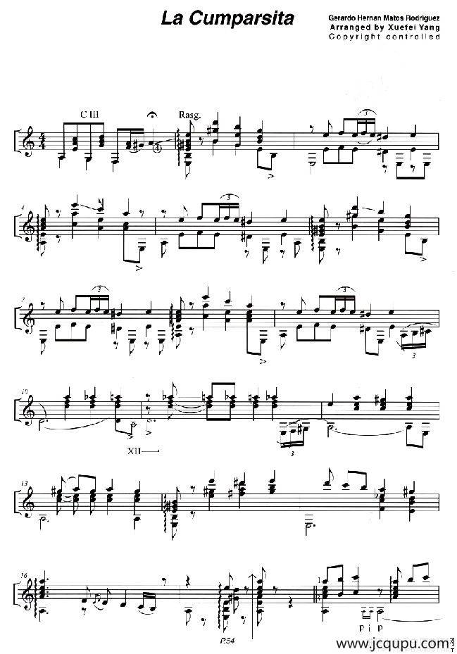 la Cumparsita（假面舞会 [古典吉他谱]）简谱
