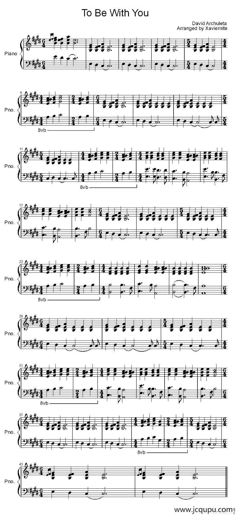 To be with you简谱