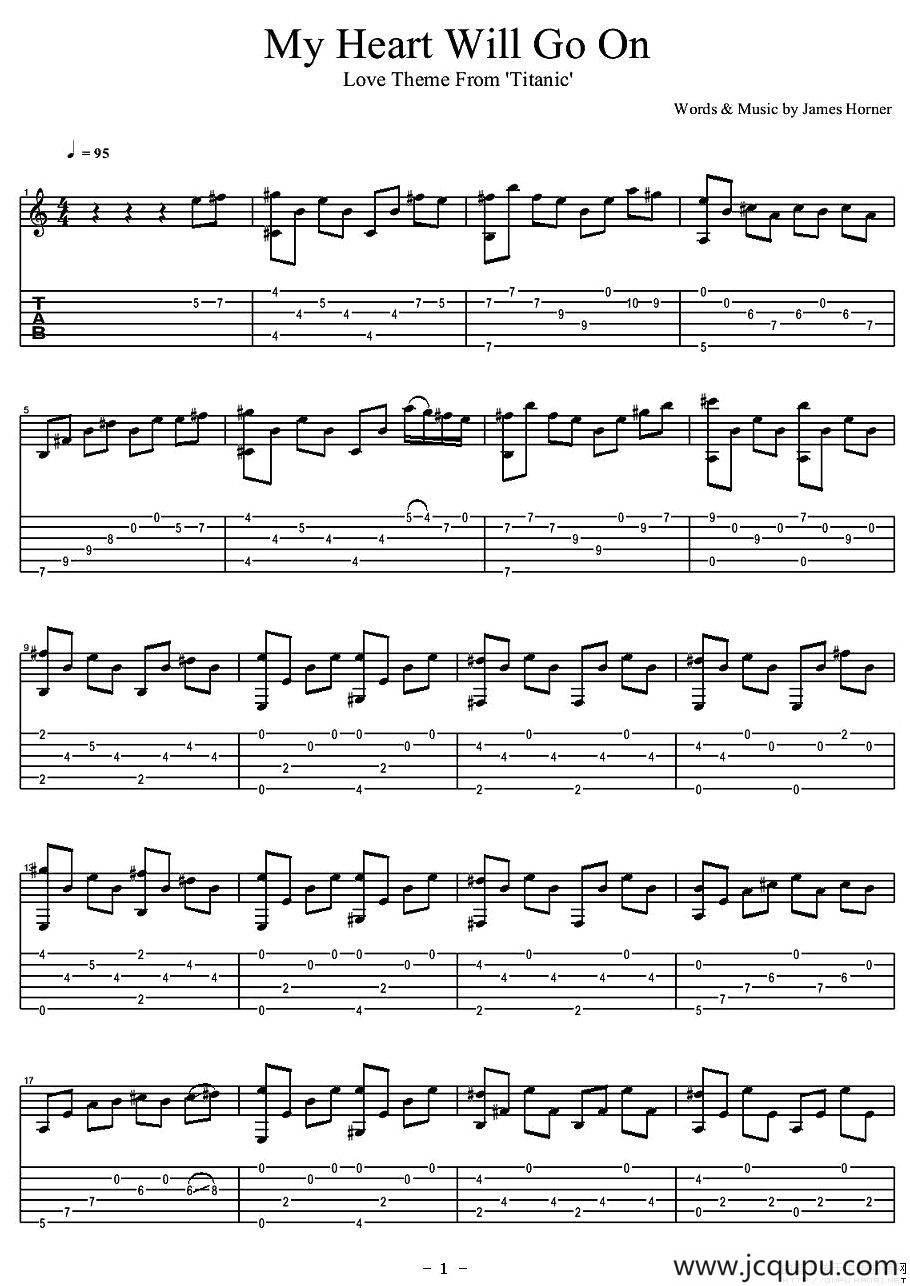 My Heart Will Go On（指弹谱）简谱