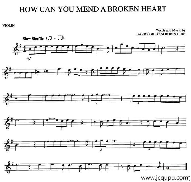 HOW CAN YOU MEND A BROKEN HEART简谱