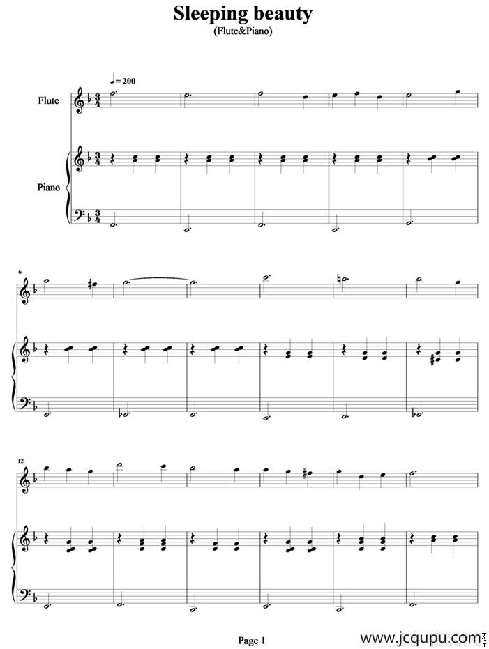 Sleeping beauty（睡美人）（长笛+钢琴）简谱