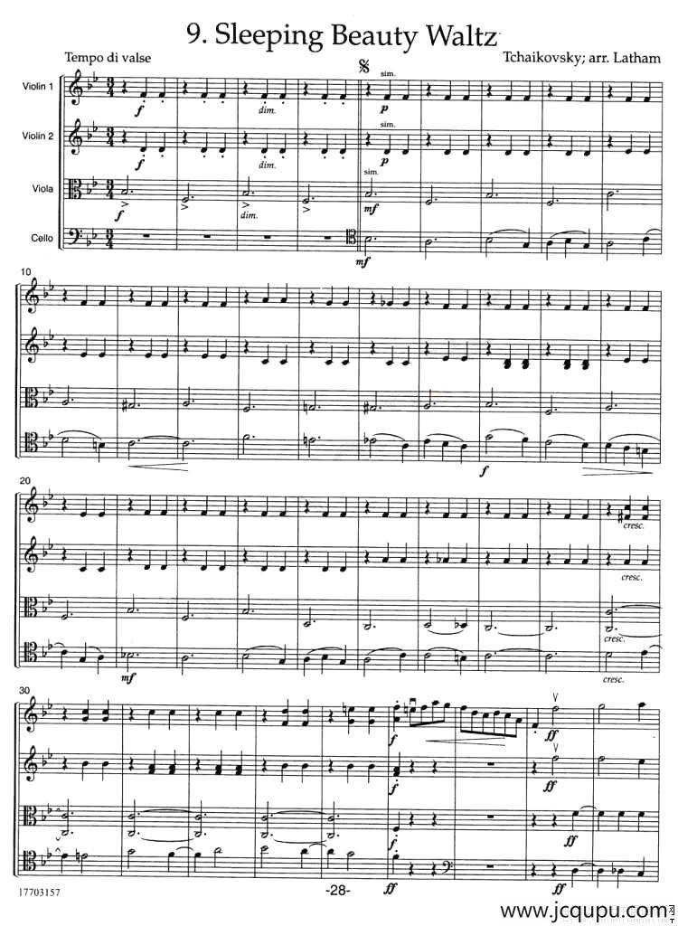 SLEEPING BEAUTY WALTZ（弦乐四重奏）简谱