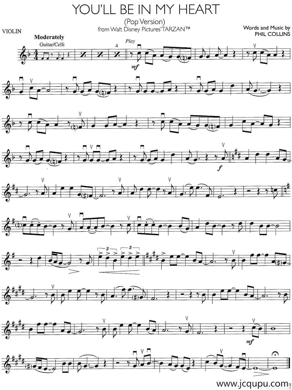 YOU 'LL BE IN MY HEART简谱