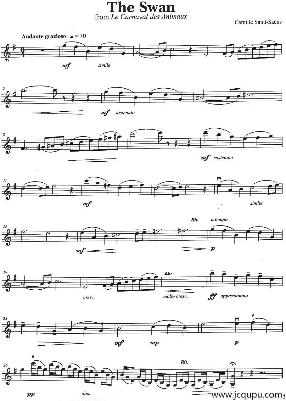 THE SWAN（from Le Carnaval des Animaux [天鹅]）简谱