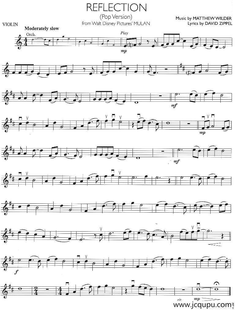 REFLECTION（倒影）简谱