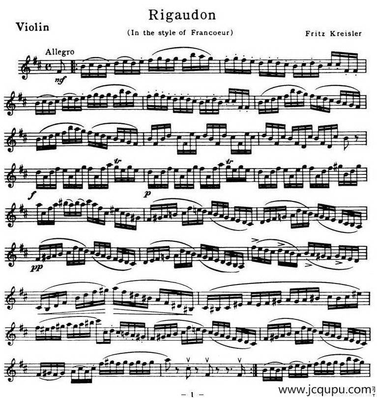 Rigaudon（里戈顿舞曲）简谱