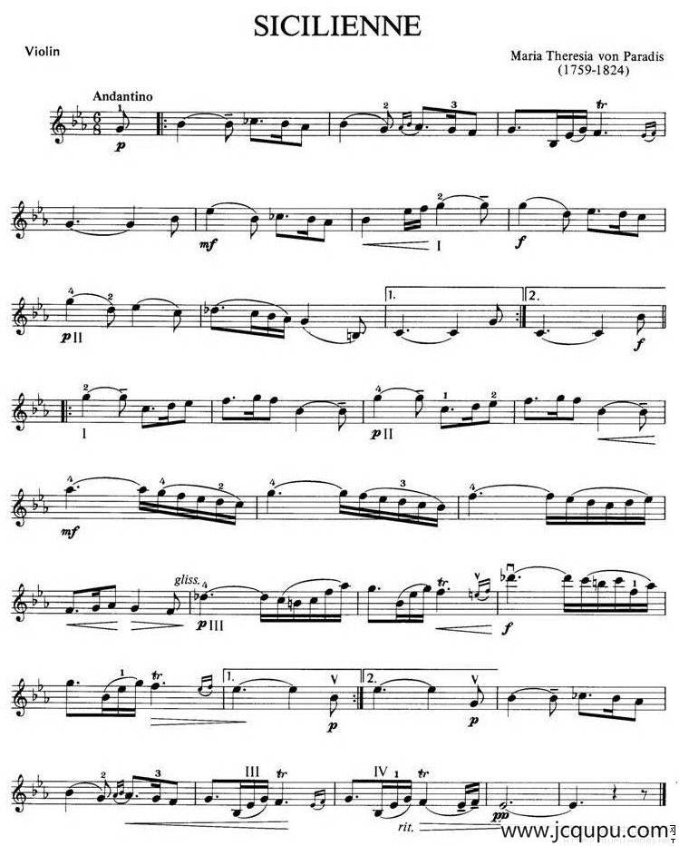 SICILIENNE（西西里舞曲、帕拉迪斯 作曲版）简谱