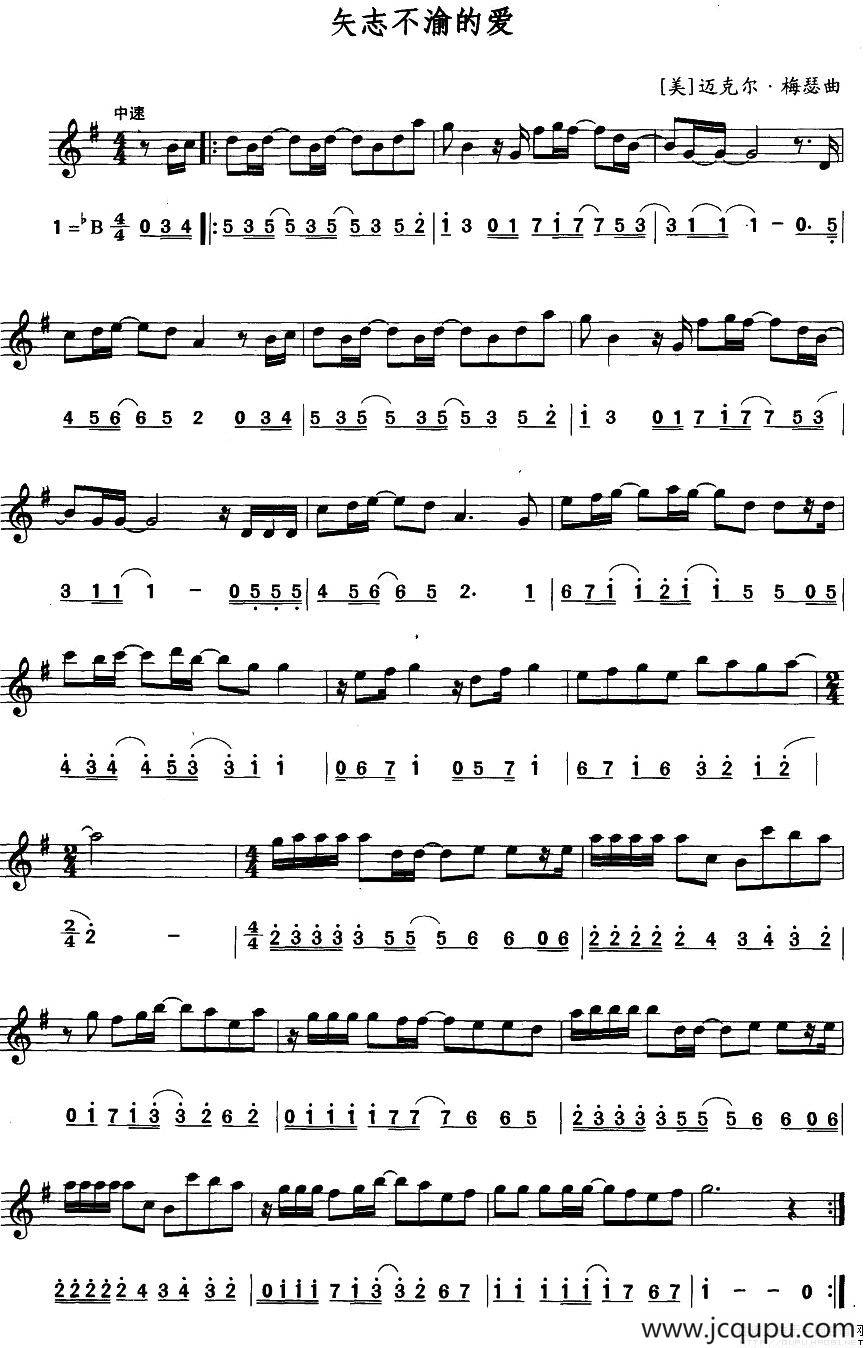 矢志不渝的爱（线简谱对照版）简谱