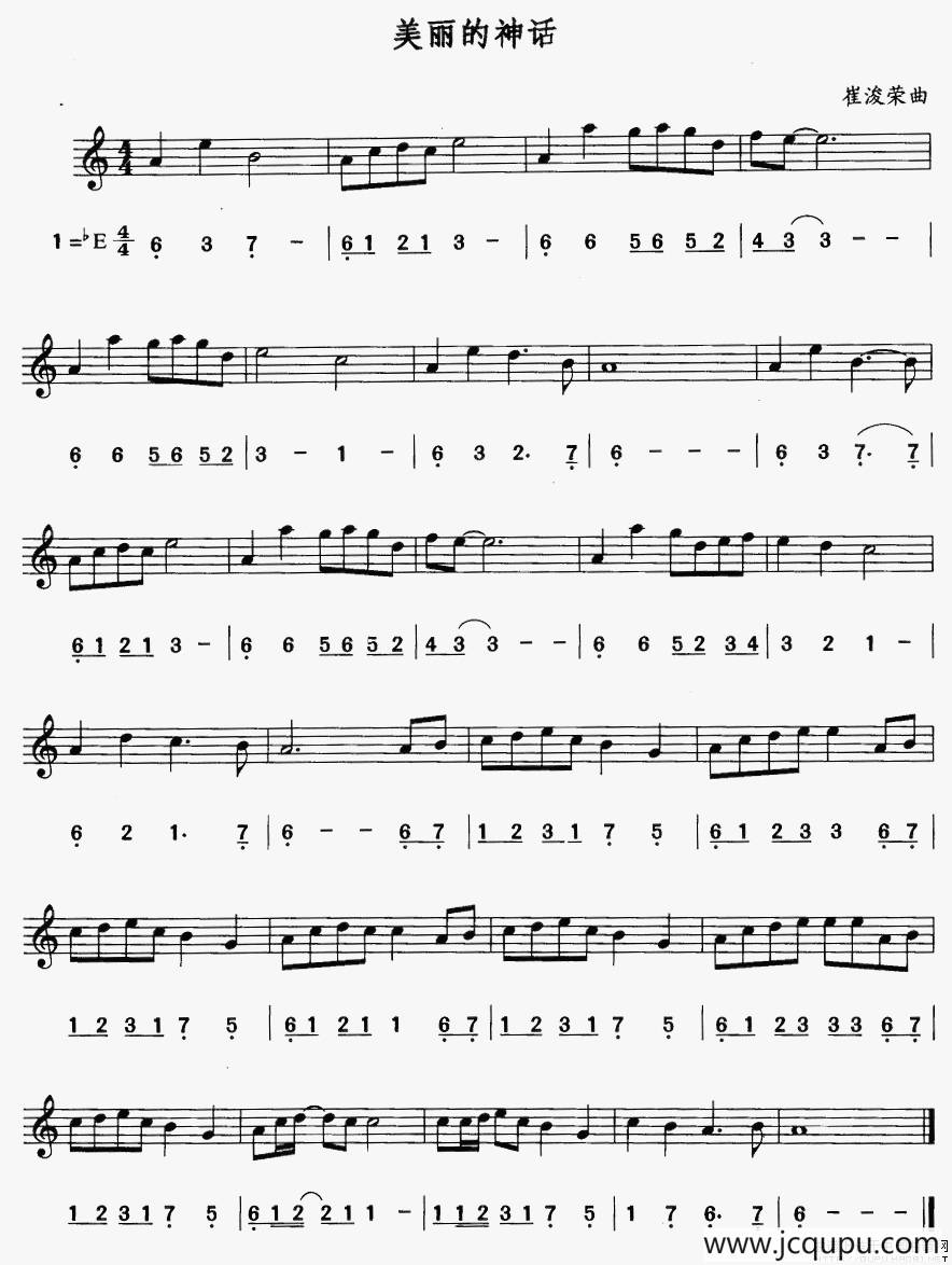 美丽的神话（线简谱对照版）简谱