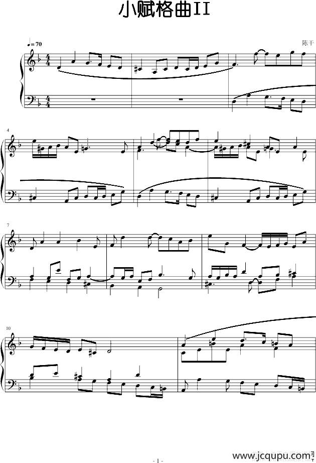 小赋格曲II简谱