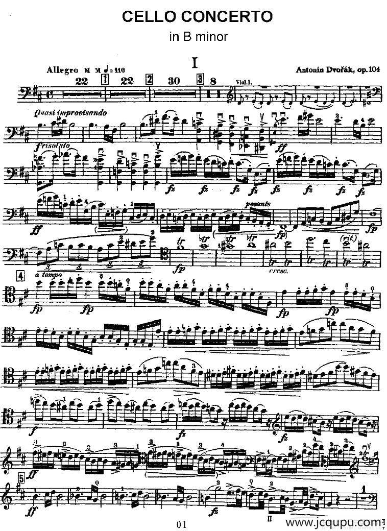 Dvorak - Cello Concerto（德沃夏克-大提琴协奏曲 [大提琴谱]）简谱