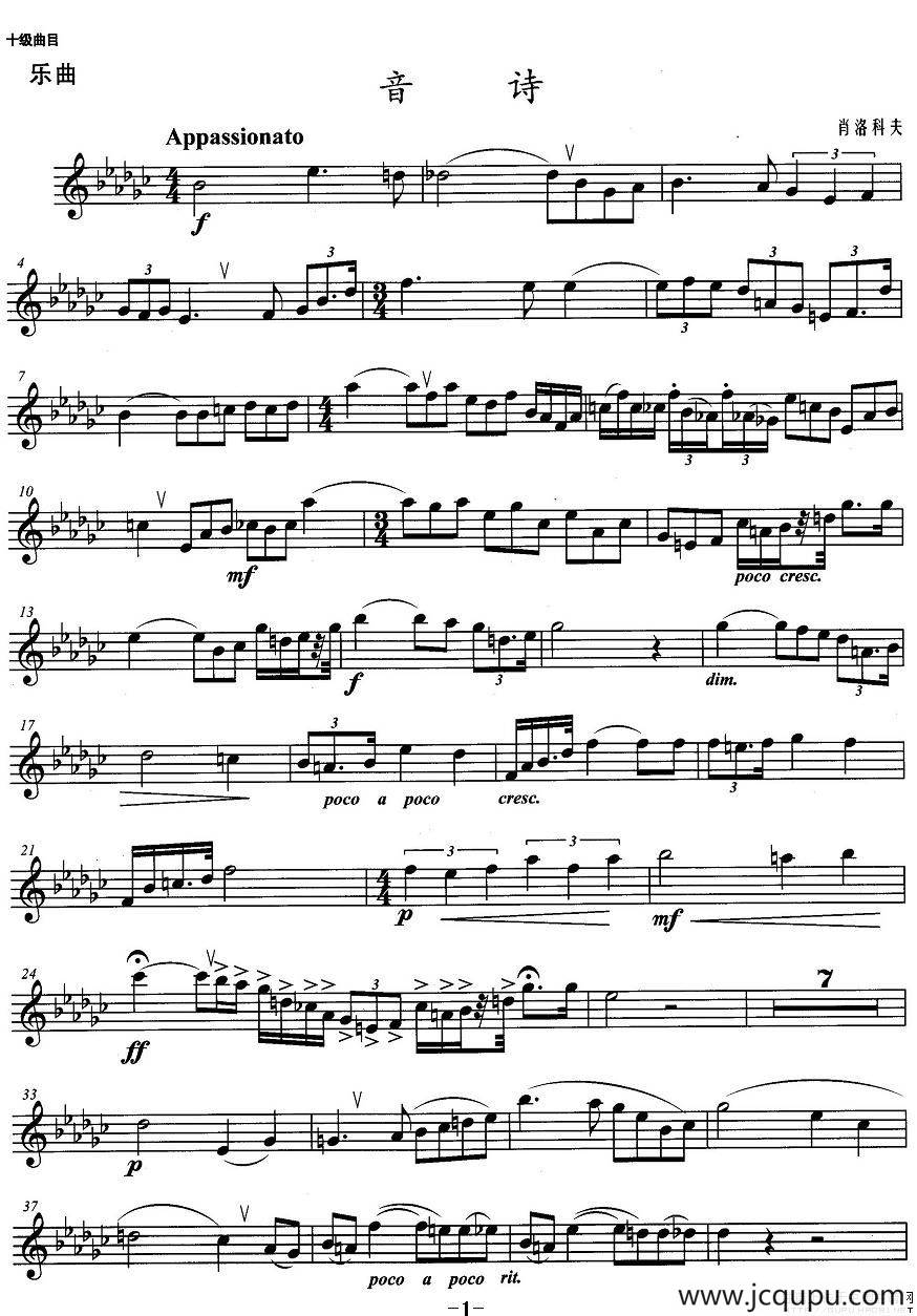 小号考级十级：音诗简谱