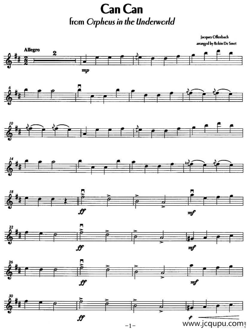 CAN CAN（康康舞曲、版本二）简谱