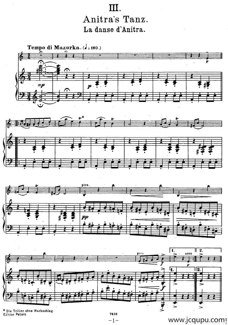 Anitra's Tanz（阿尼拉特舞曲 [钢琴伴奏谱]）简谱