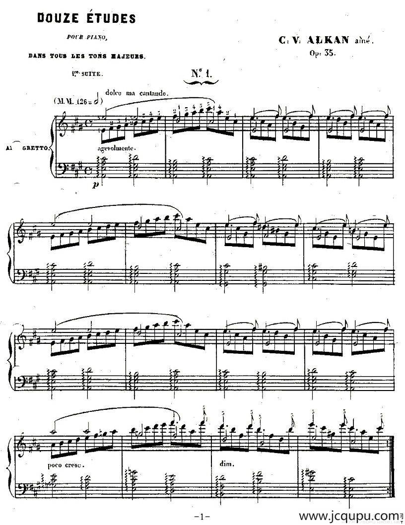 Etude No. 1（A major）简谱