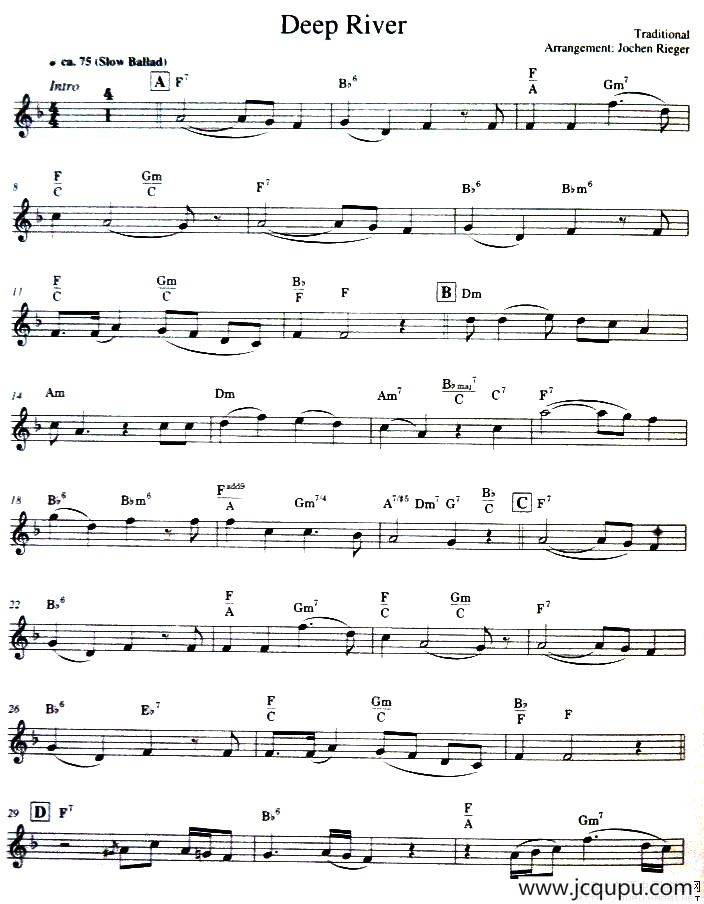 Deep River（单簧管）简谱