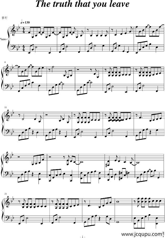 The truth that you leave简谱