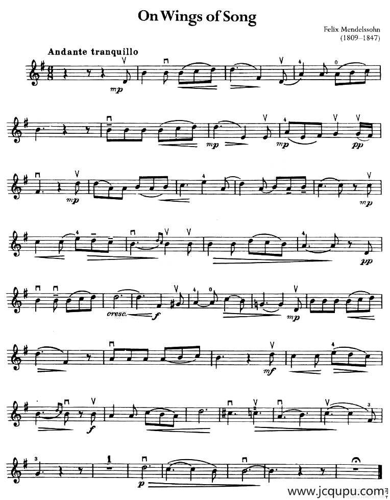 On Wings of Song简谱