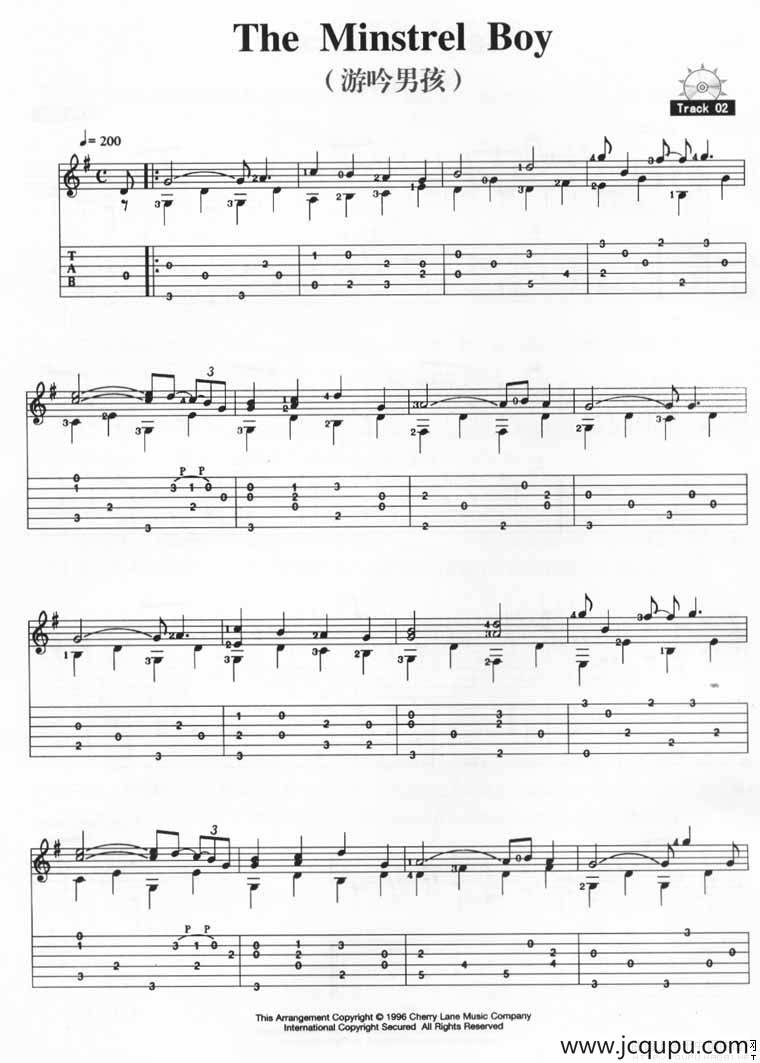 The Minstrel Boy（游吟男孩）简谱