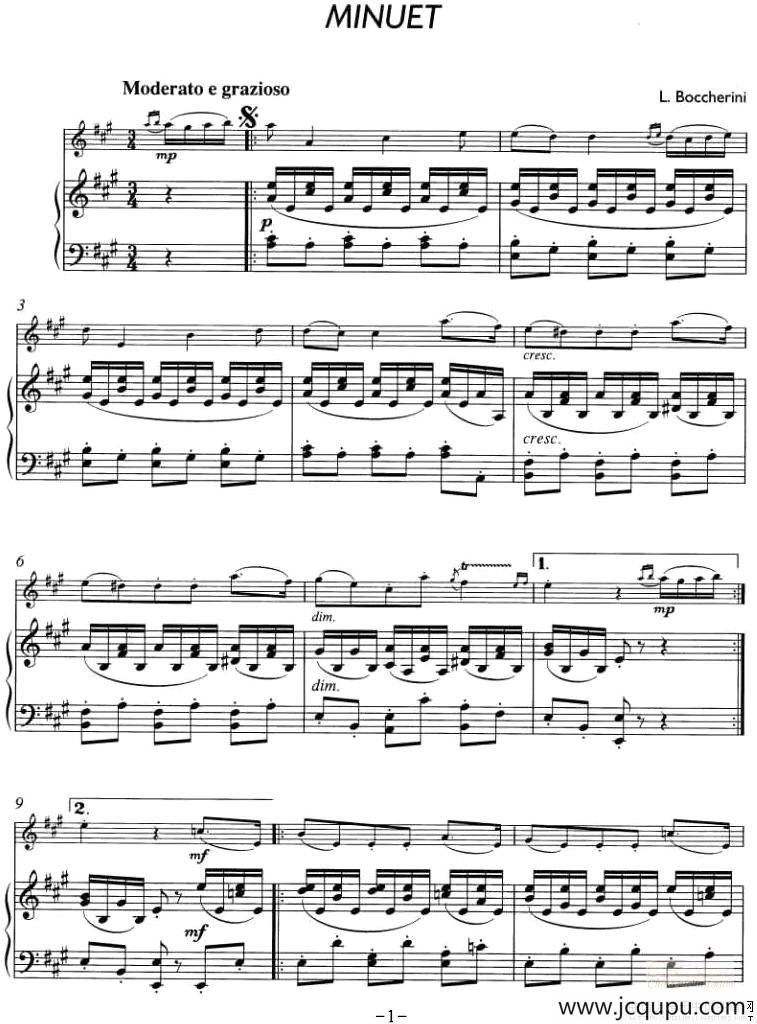 MINUET（小提琴+钢琴）简谱