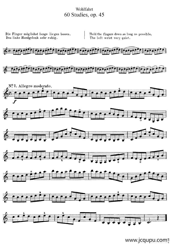 沃尔法特60首练习曲 Op.45（第1-10页）简谱