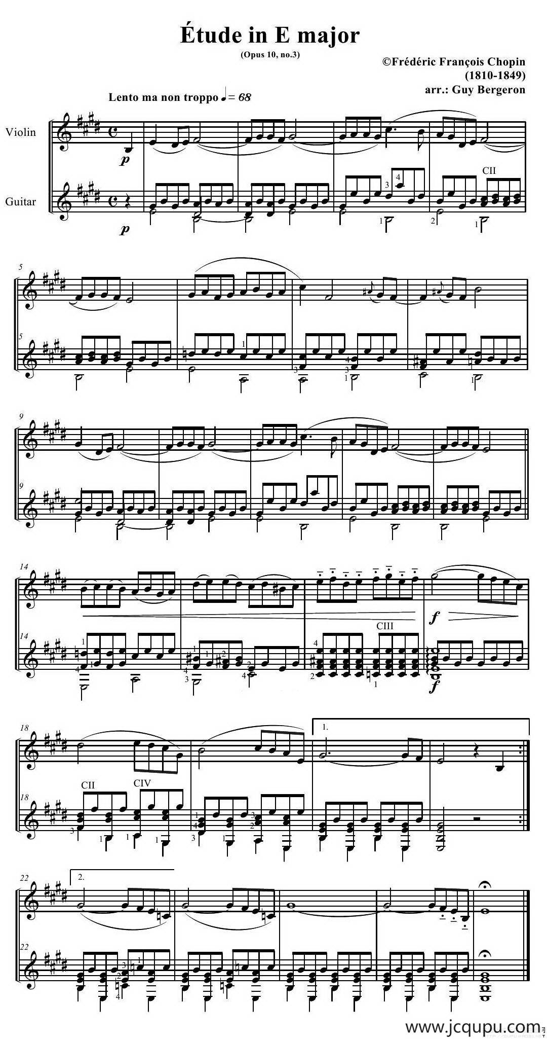 离別曲（violin-guitar 版本）简谱