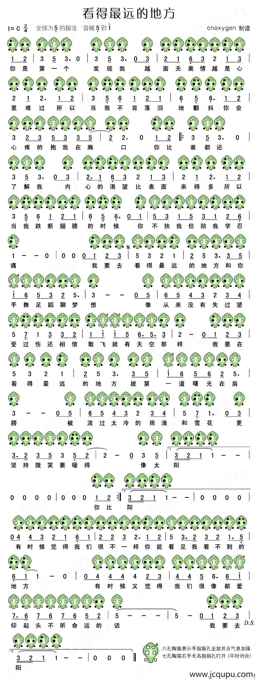 看得最远的地方（六孔陶笛谱）简谱